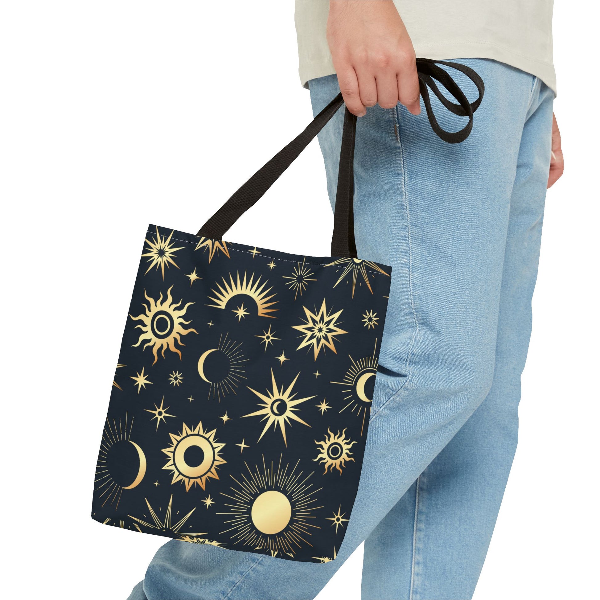 Celestial Tote Bag, Starry Sky Beach Bag, Astrology Shopping Tote, Cosmic Gift for Astronomers, Lunar Print Market Tote - Divine Mystic Moons