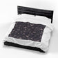Gothic Raven & Owl Velveteen Plush Blanket – Lightweight Purple Moon and Moth Throw