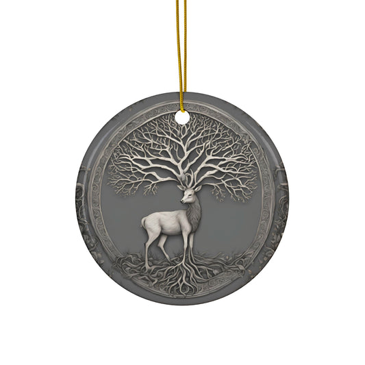 Whimsical Buck Forest Animal Tree of Life Ornaments, Nature-Inspired Holiday Decor, Perfect for Christmas, Gifts, Home Adornment - Divine Mystic Moons