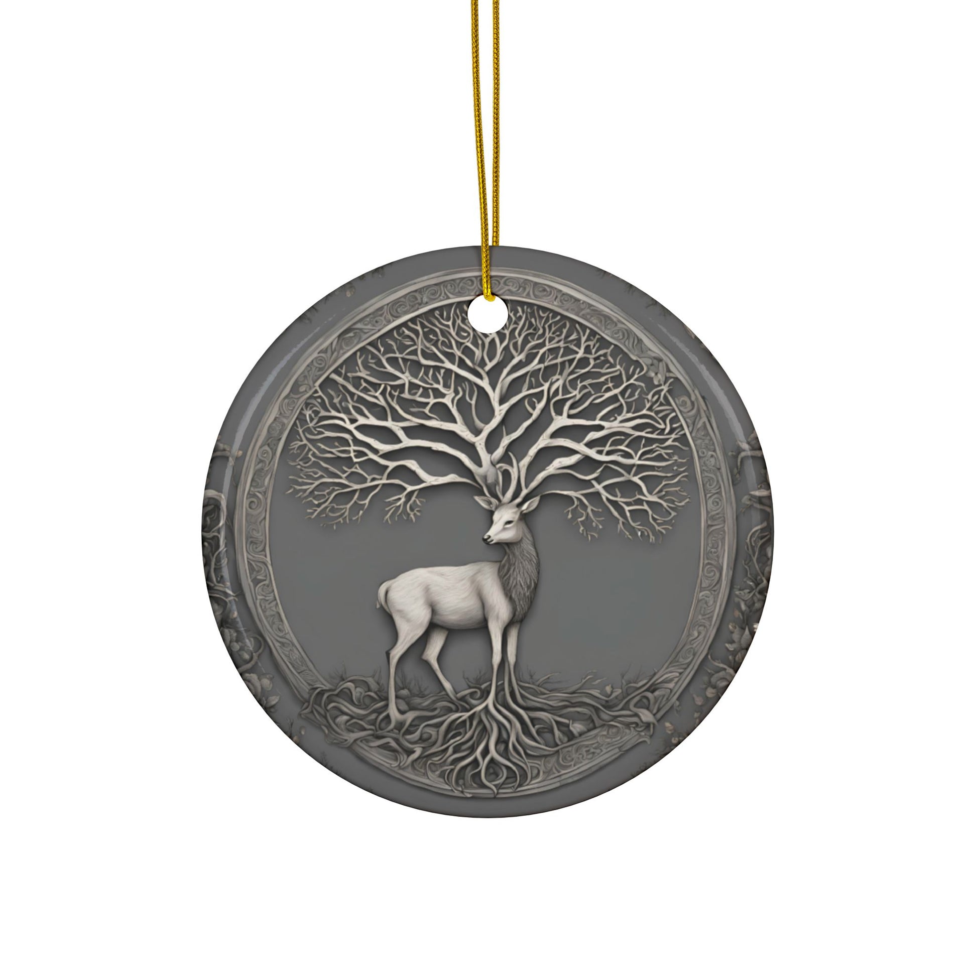 Whimsical Buck Forest Animal Tree of Life Ornaments, Nature-Inspired Holiday Decor, Perfect for Christmas, Gifts, Home Adornment - Divine Mystic Moons