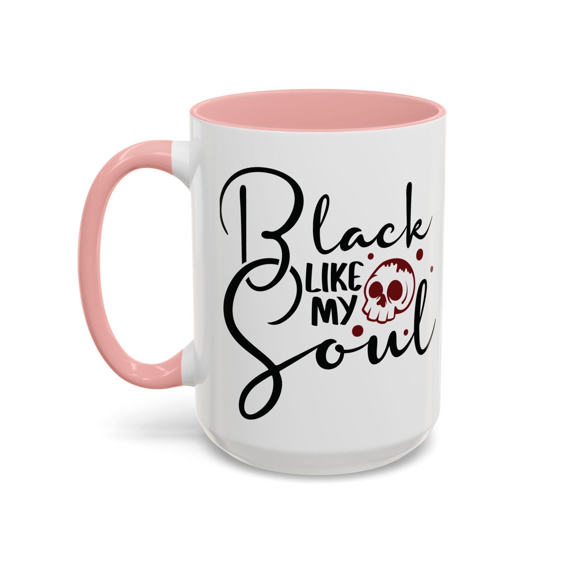 Black Like My Soul Mug – Gothic Coffee Cup, Funny Dark Humor Gift, Pink, Red, or Black Two-Tone Ceramic Mug, Alt Aesthetic Drinkware - Divine Mystic Moons