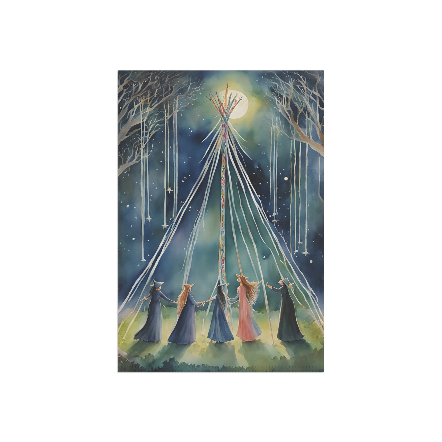 Moonlit Maypole Beltane Garden Flag