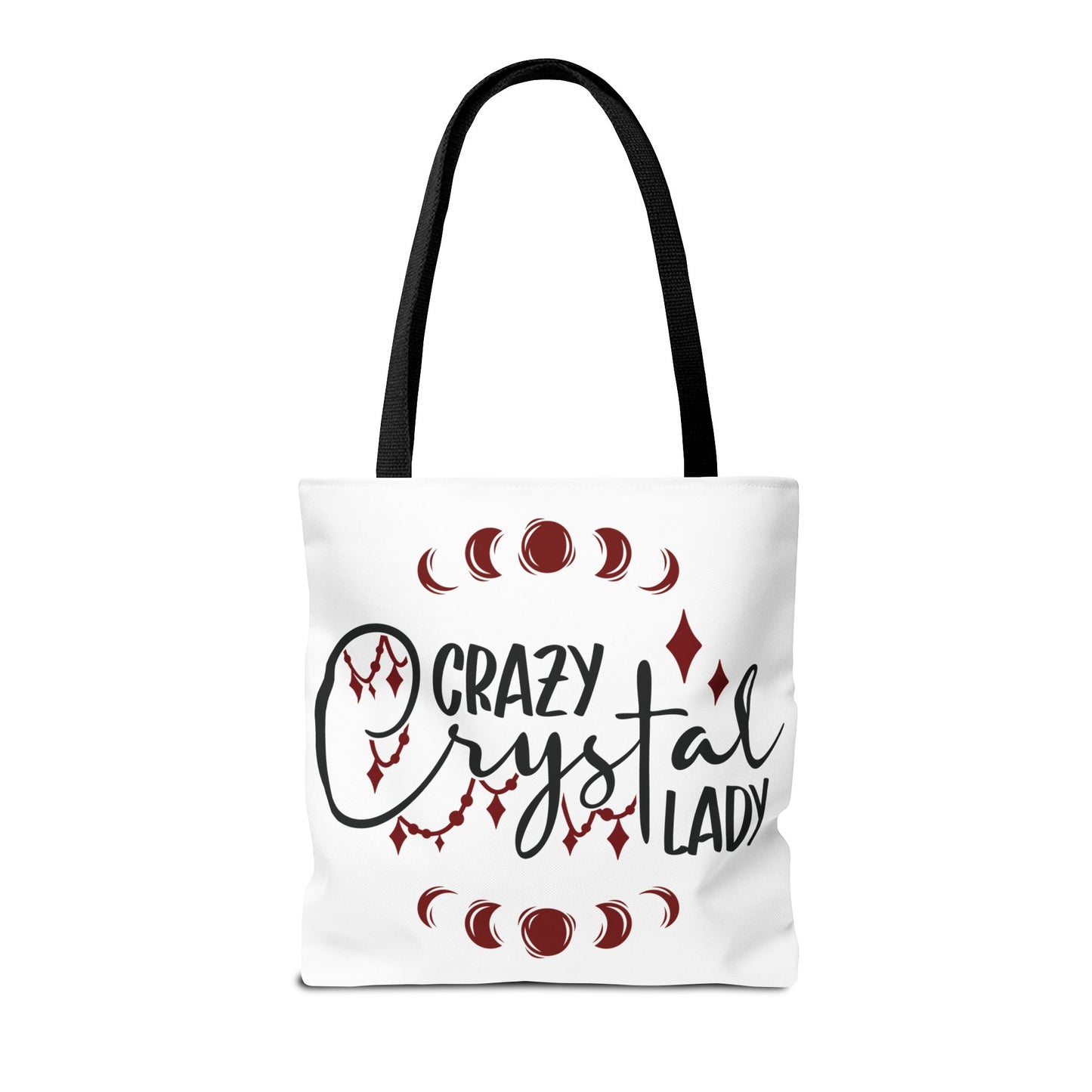 Crazy Crystal Lady Tote Bag - Perfect for Gift, Witchcraft, Crystals, Shopping, Eco-Friendly, Astrology Lover - Divine Mystic Moons