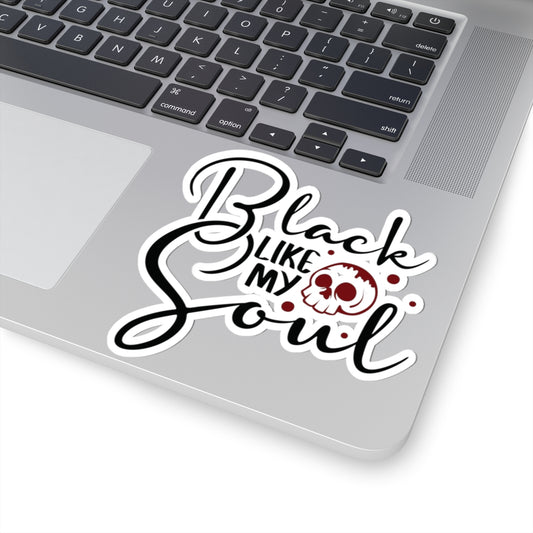 Black Like My Soul Skull Design, Perfect for Laptops, Journals, Water Bottles, Gifts, Gothic Kiss-Cut Stickers - Divine Mystic Moons