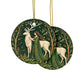 White Stag & Woodland Maiden Green Witch Ornament