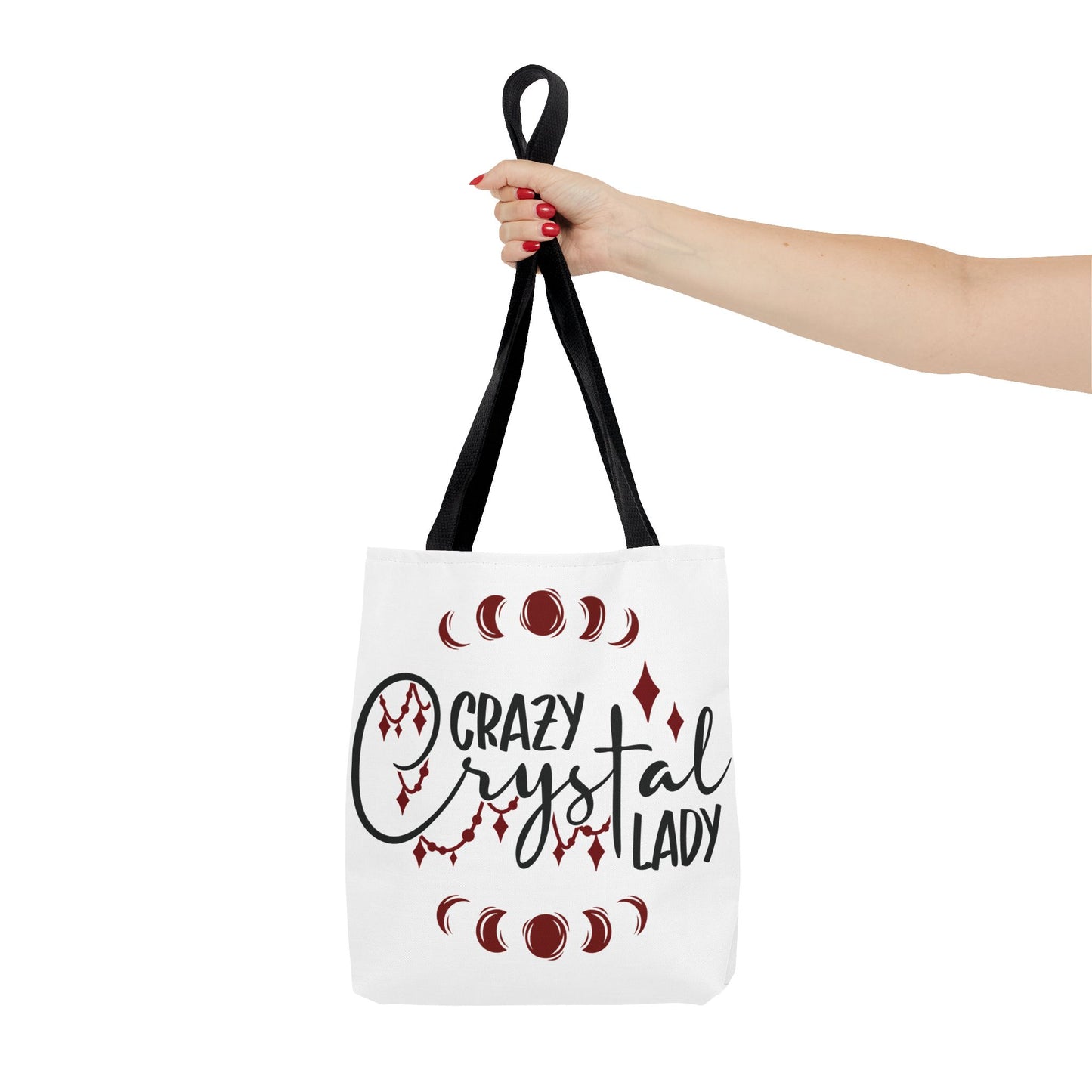 Crazy Crystal Lady Tote Bag - Perfect for Gift, Witchcraft, Crystals, Shopping, Eco-Friendly, Astrology Lover - Divine Mystic Moons