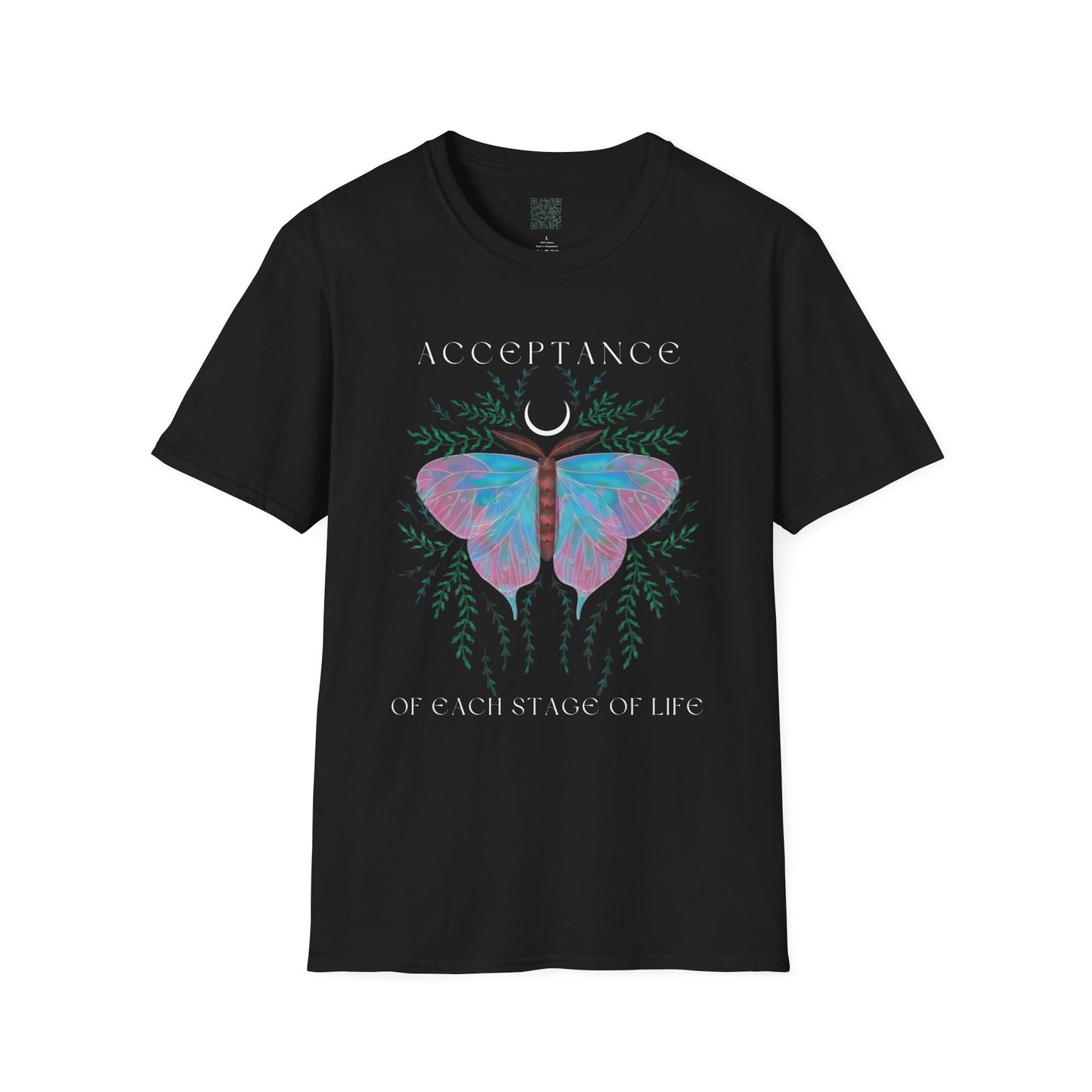 Acceptance Butterfly T-Shirt, Inspirational Tee, Positive Affirmation Shirt, Nature Lover Gift, Life Stages Apparel, Unisex Casual Wear, - Divine Mystic Moons