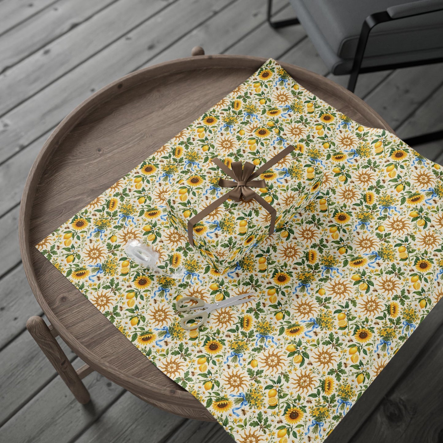 Litha Sunflower & Solstice Wheel Wrapping Paper