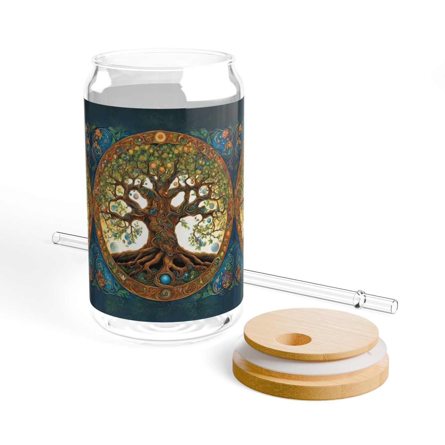 Tree of Life Sipper Glass, 16oz - Whiskey Tumbler, Nature Lover Gift, Eco-Friendly Wine Cup, Spiritual Drinking Vessel, Boho Home - Divine Mystic Moons
