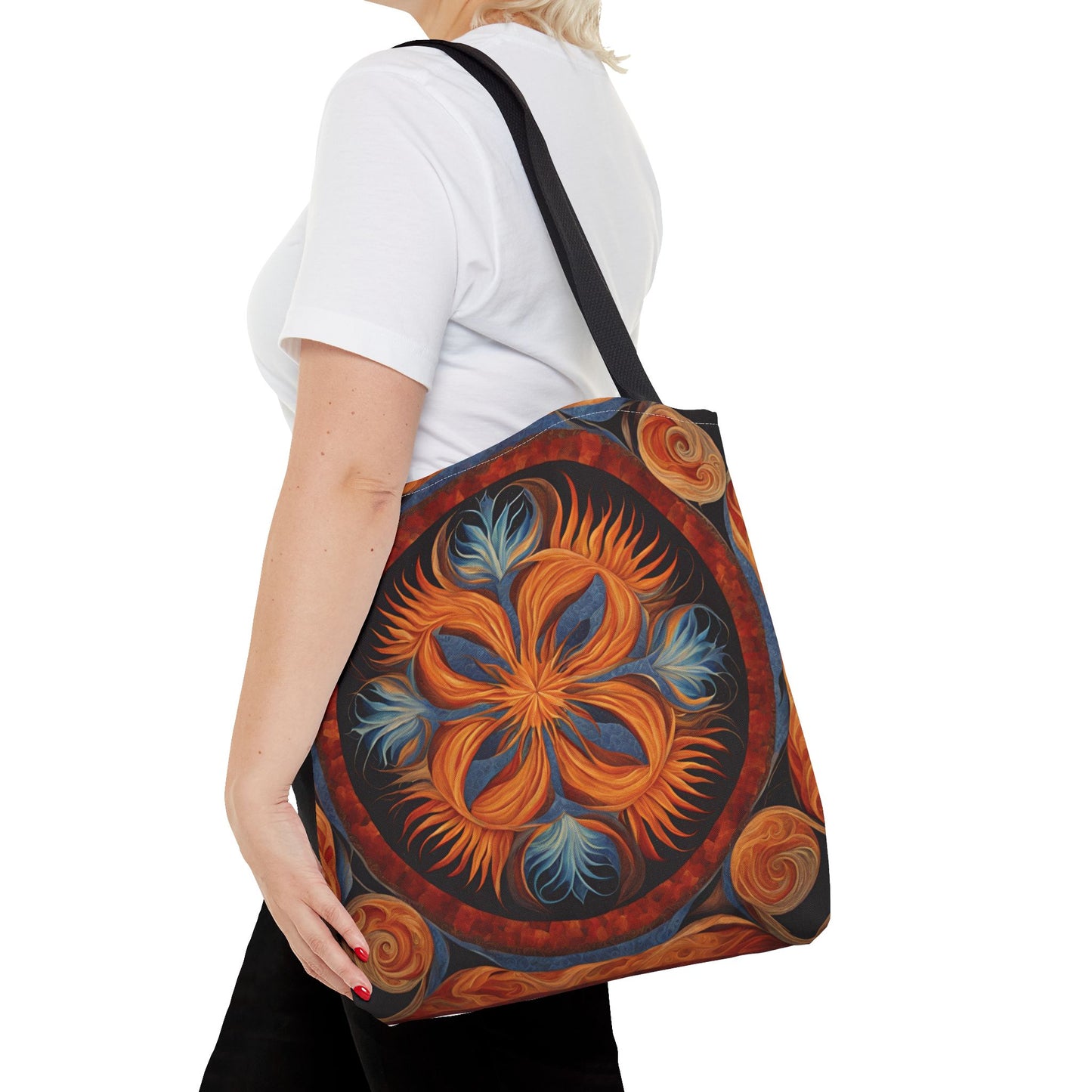 Vibrant Floral Tote Bag, Bohemian Style Handbag, Eco-Friendly Shopping Bag, Art Inspired Gift, Summer Festival Accessory - Divine Mystic Moons