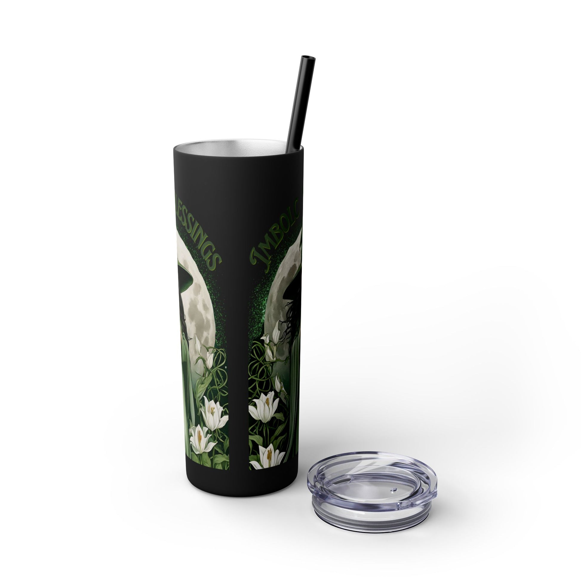 Imbolc Blessings Skinny Tumbler with Straw, 20oz | Witchy Drinkware | Gift for Pagans & Wiccans | Eco-Friendly Travel Cup | Modern Mug - Divine Mystic Moons