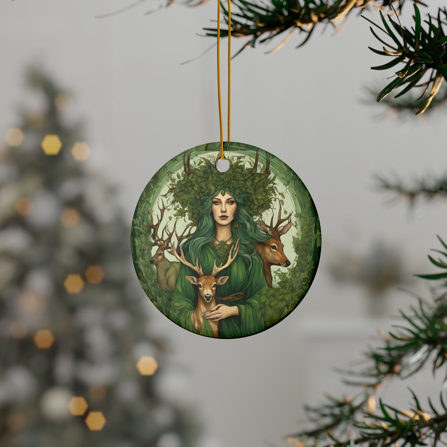 Enchanting Ceramic Ornaments,Woodland Fairy Design for Holiday Decor, Christmas Gift, Nature Lover Ornament, Eco-Friendly Craft, - Divine Mystic Moons