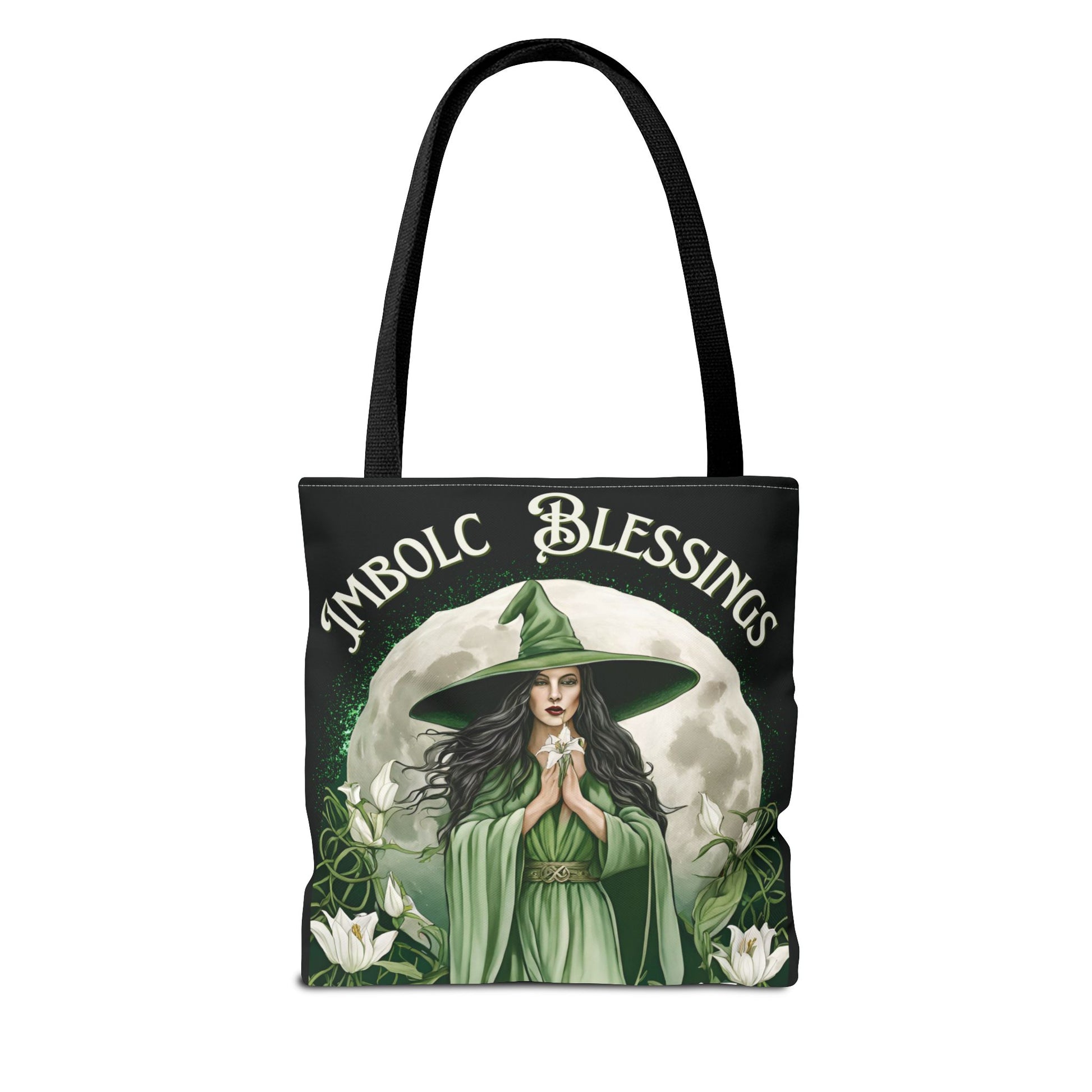 Imbolc Blessings Tote Bag, Wiccan Gift, Witchy Style Bag, Green Witch Shopping Tote, Wheel of the Year, Blessed Be - Divine Mystic Moons