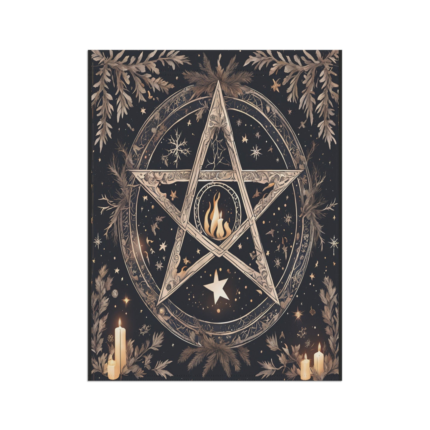 Winter Flame Pentagram Garden Flag