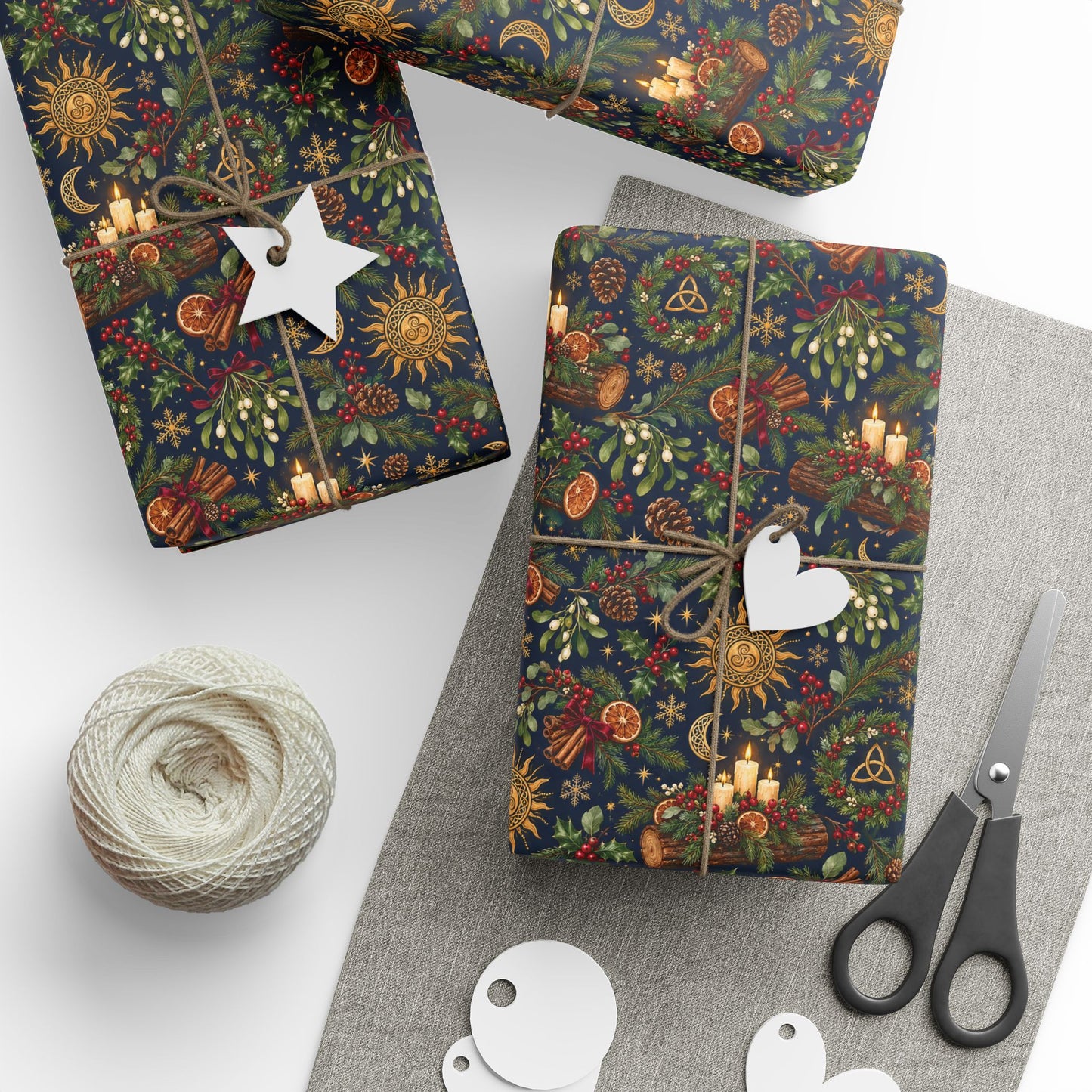 Celtic Yule Log & Solstice Sun Wrapping Paper