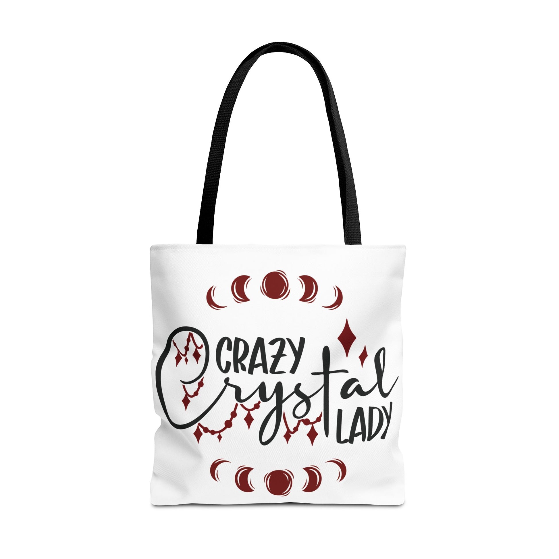 Crazy Crystal Lady Tote Bag - Perfect for Gift, Witchcraft, Crystals, Shopping, Eco-Friendly, Astrology Lover - Divine Mystic Moons