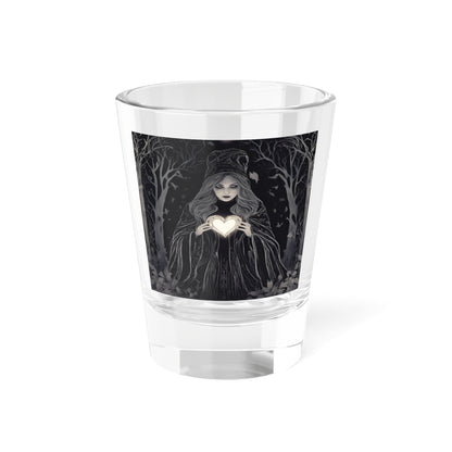 Mystical Heart Shot Glass | Dark Fantasy Drinkware, Gothic Party Favor, Unique Gift for Collectors, Halloween Decor, Artisan Barware - Divine Mystic Moons