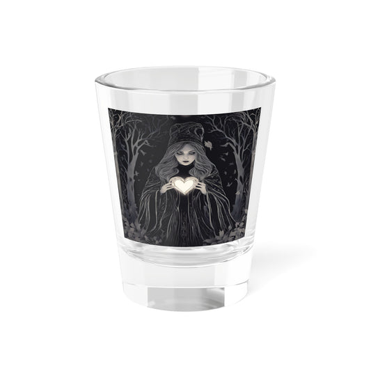 Mystical Heart Shot Glass | Dark Fantasy Drinkware, Gothic Party Favor, Unique Gift for Collectors, Halloween Decor, Artisan Barware - Divine Mystic Moons