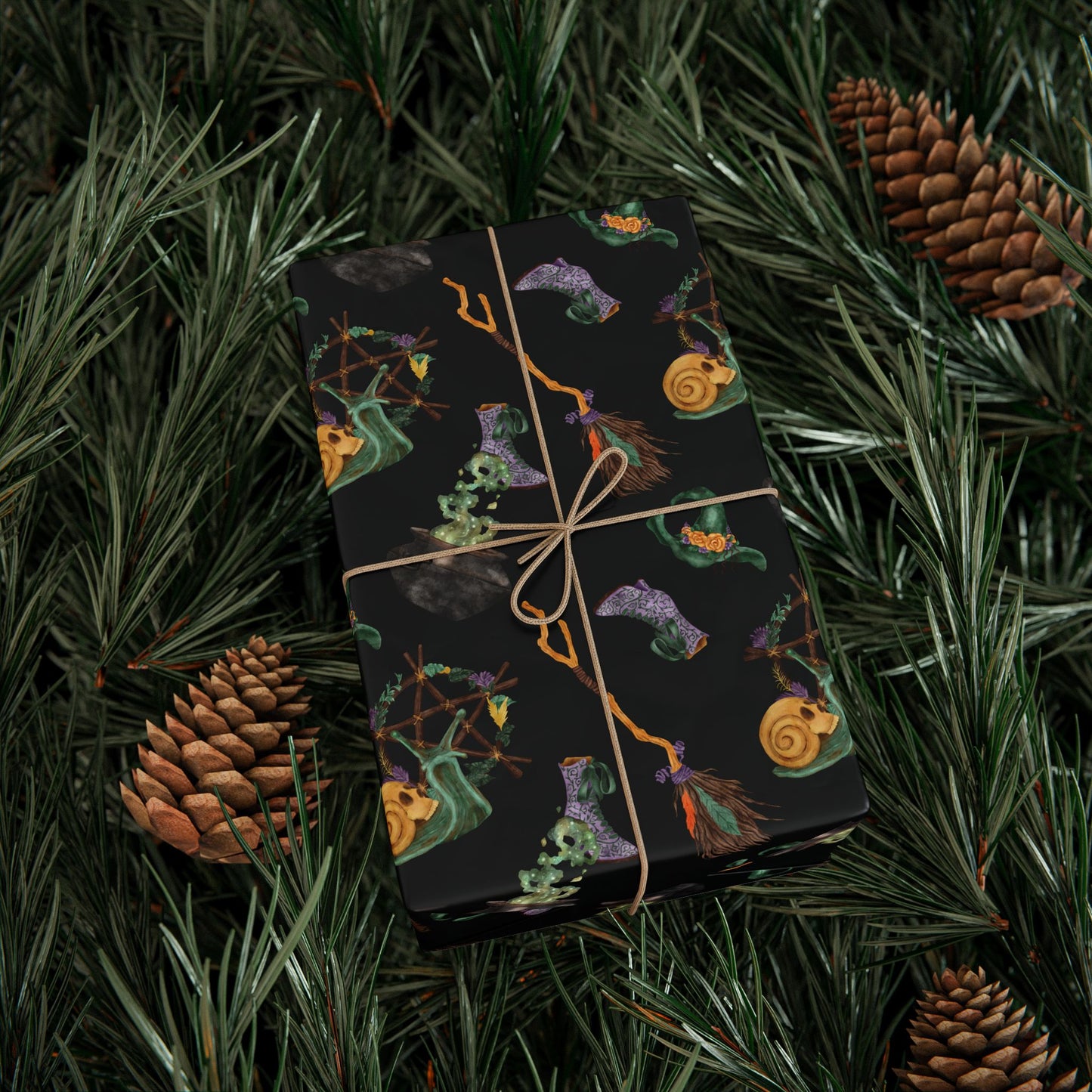 Midnight Witch Hat & Cauldron Wrapping Paper