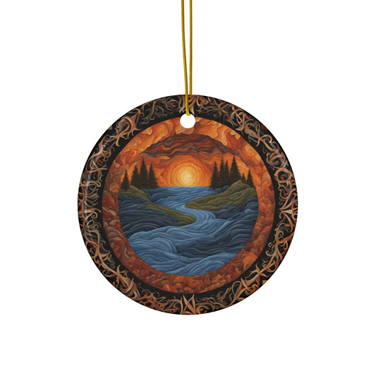 Nature Inspired Ceramic Ornaments  Perfect for Holidays and Home Decor, 2-Sided Print, Gift Ideas for Friends & Family, Christmas, Wall - Divine Mystic Moons