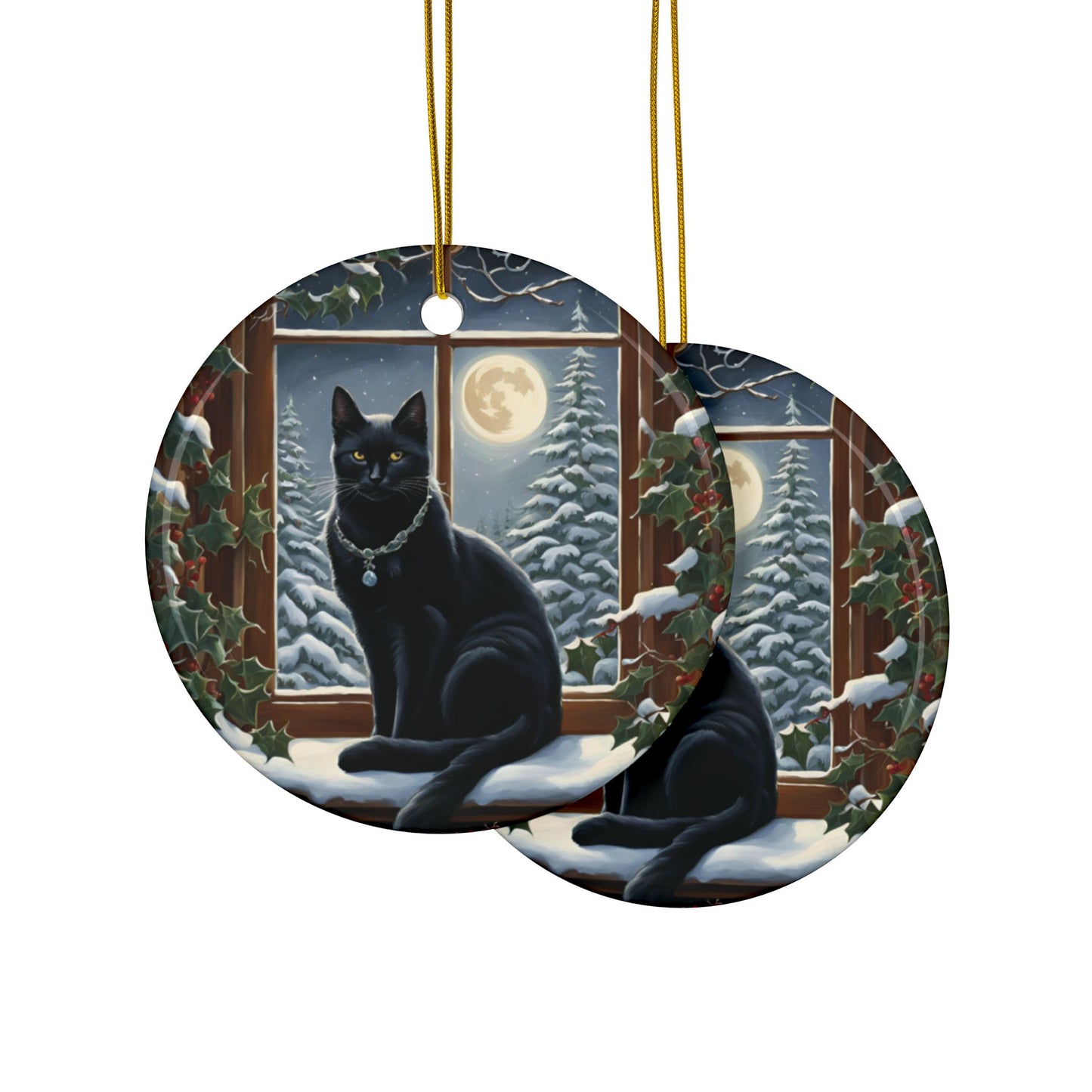 Black Cat Whimsical Ornaments Perfect for Holidays, Gift Giving, Home Decor, Tree Decorations, or Pet Lovers! - Divine Mystic Moons