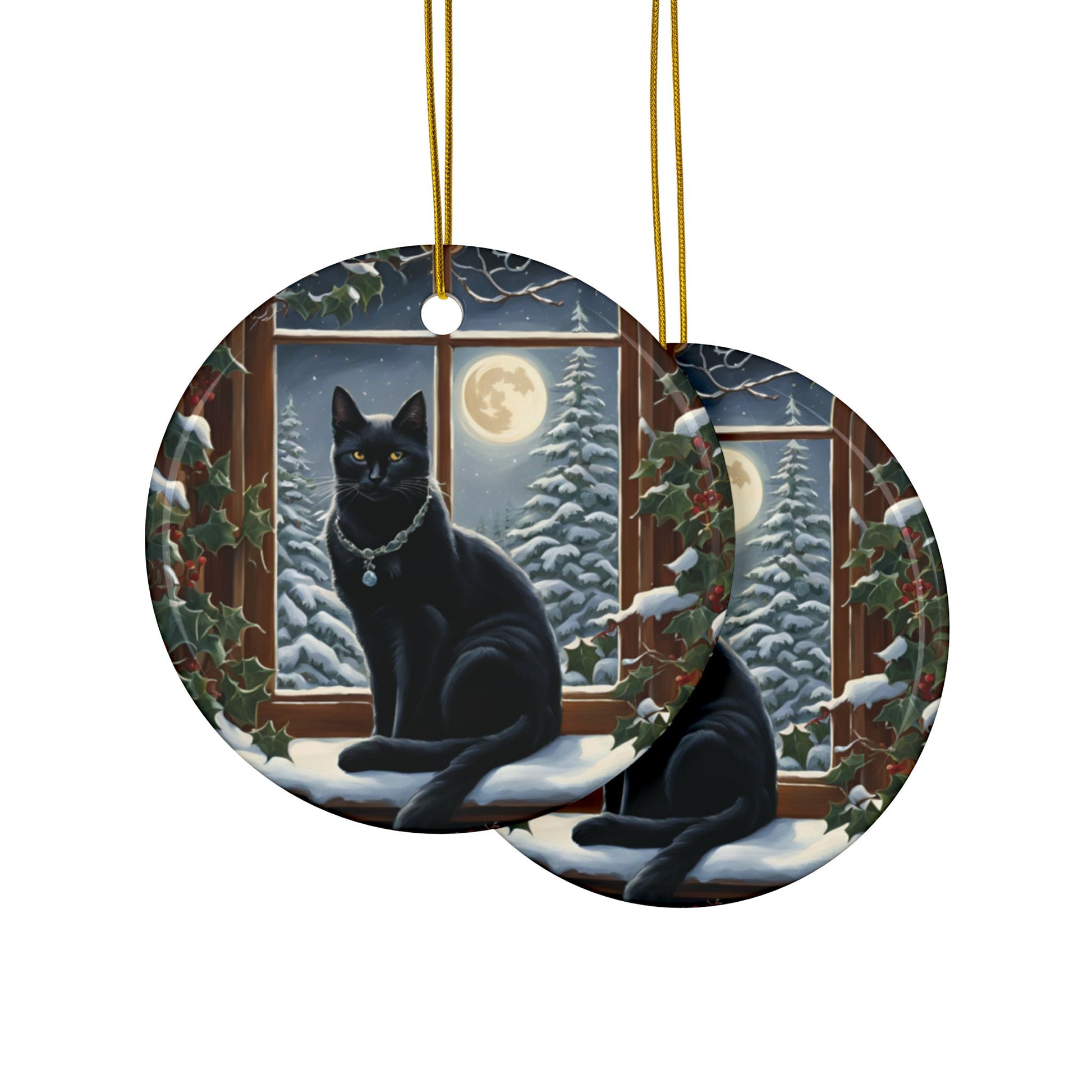 Black Cat Whimsical Ornaments Perfect for Holidays, Gift Giving, Home Decor, Tree Decorations, or Pet Lovers! - Divine Mystic Moons