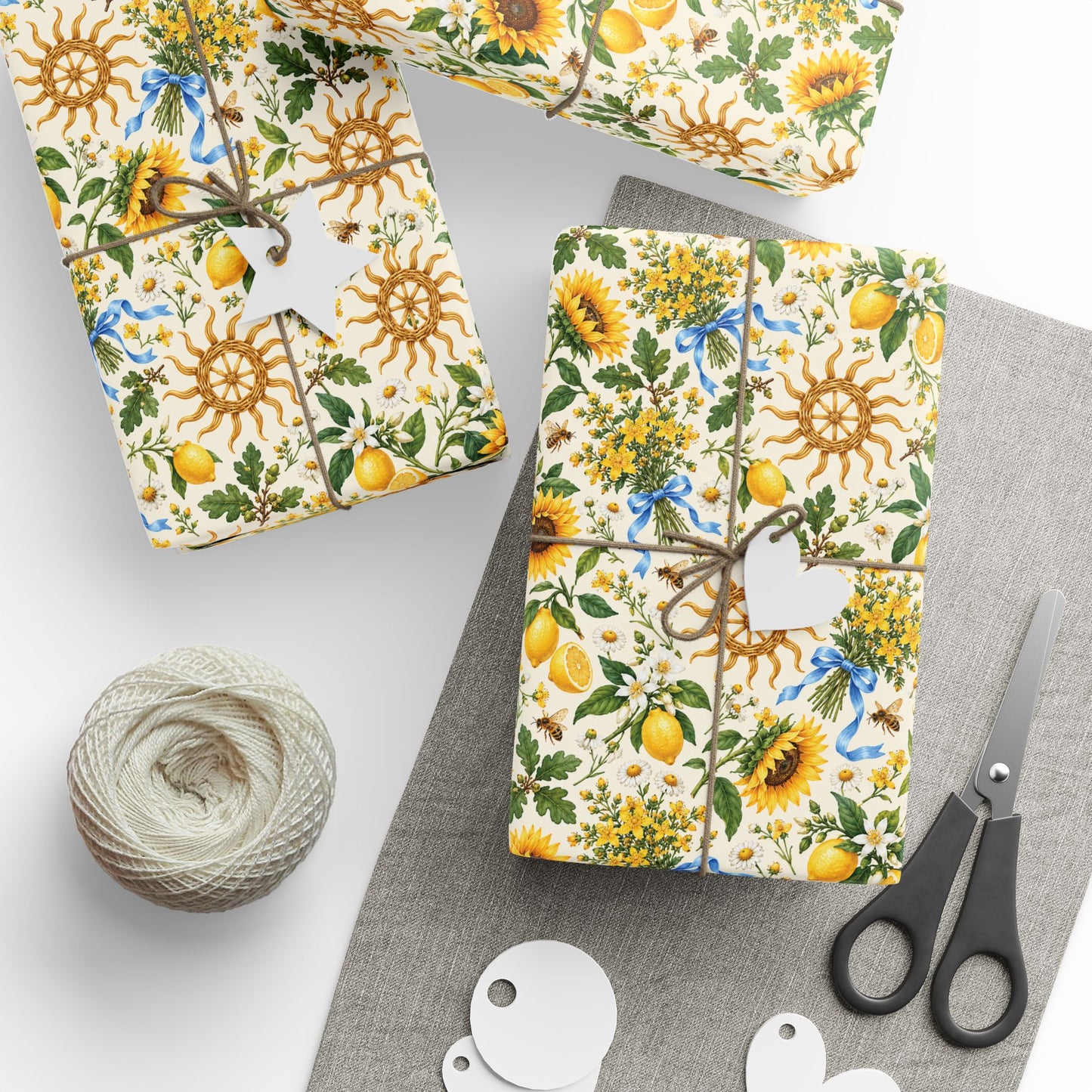 Litha Sunflower & Solstice Wheel Wrapping Paper