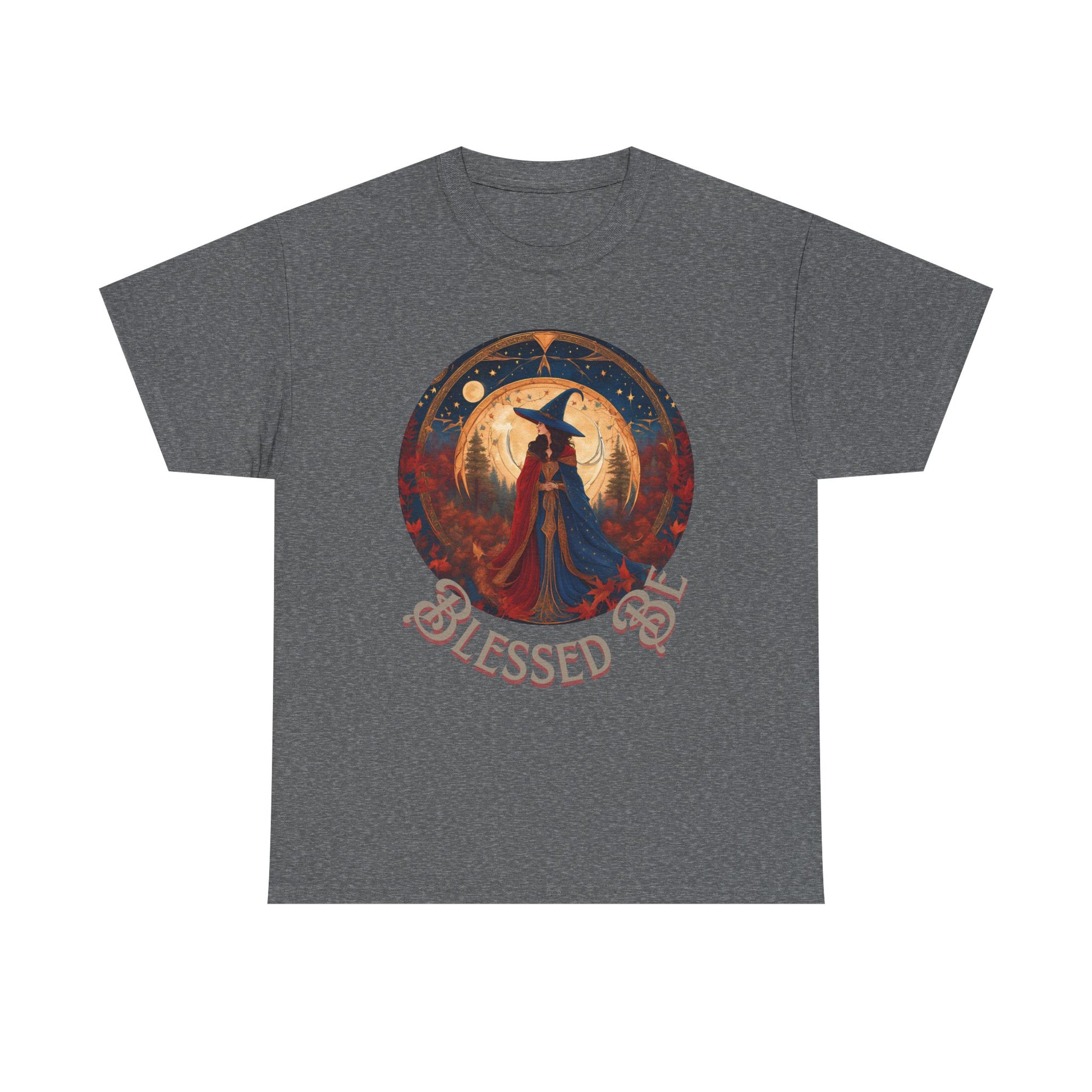 Blessed Be Unisex Heavy Cotton Tee, Witchy Shirt for Pagans, Gifting for Halloween, Casual Wear, Spiritual Apparel, Festival Top - Divine Mystic Moons