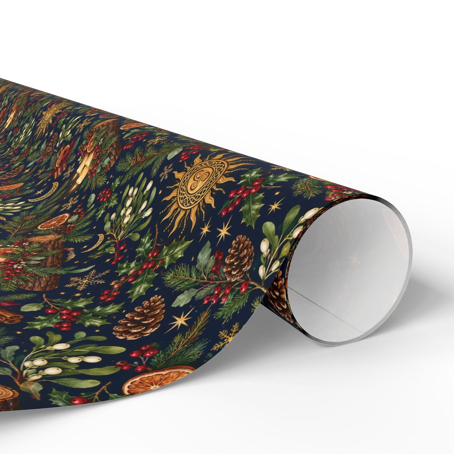 Celtic Yule Log & Solstice Sun Wrapping Paper