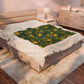 Ostara Sun & Daffodil Velveteen Plush Blanket – Lightweight Green Witch Spring Throw