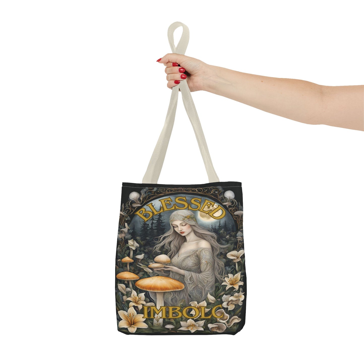 Imbolc Blessed Tote Bag | Witchy Eco-Friendly Carrier, Gardening Bag, Holiday Gift, Spiritual Tote, Adjustable Straps - Divine Mystic Moons