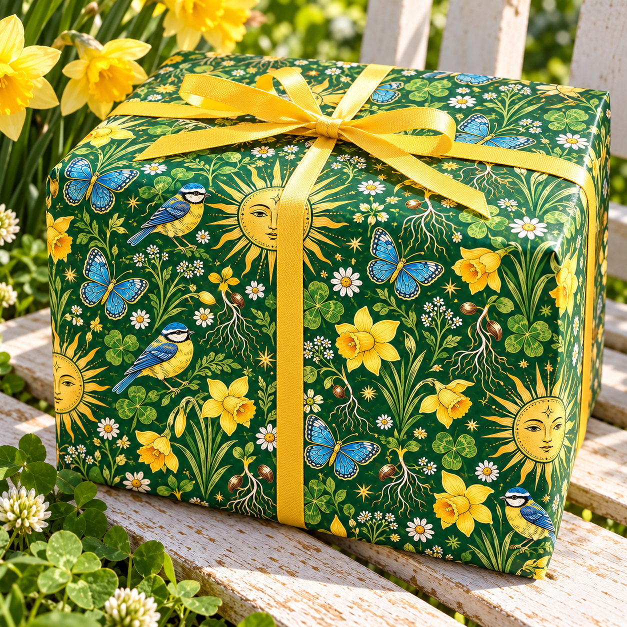 Ostara Golden Sun & Spring Meadow Wrapping Paper
