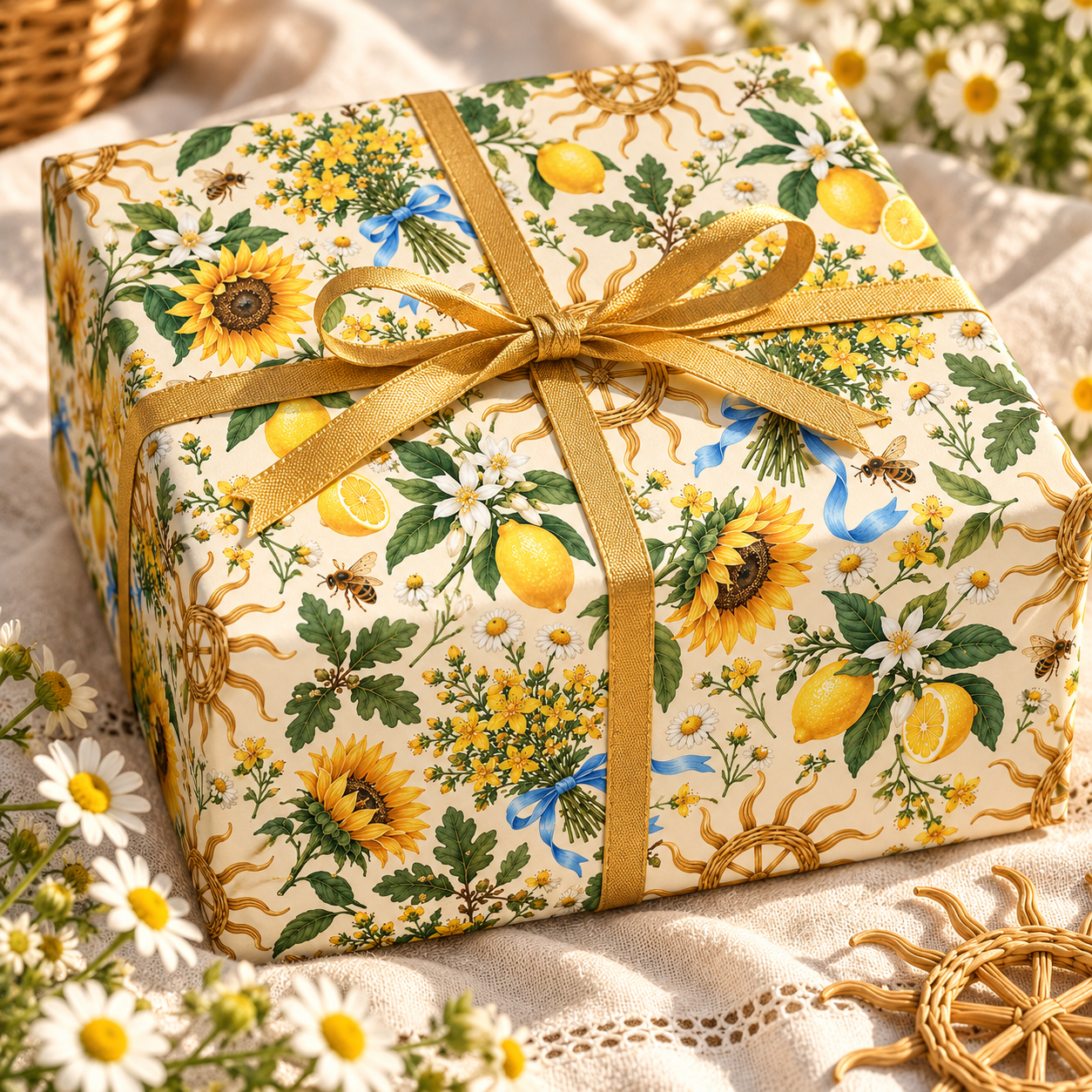 Litha Sunflower & Solstice Wheel Wrapping Paper