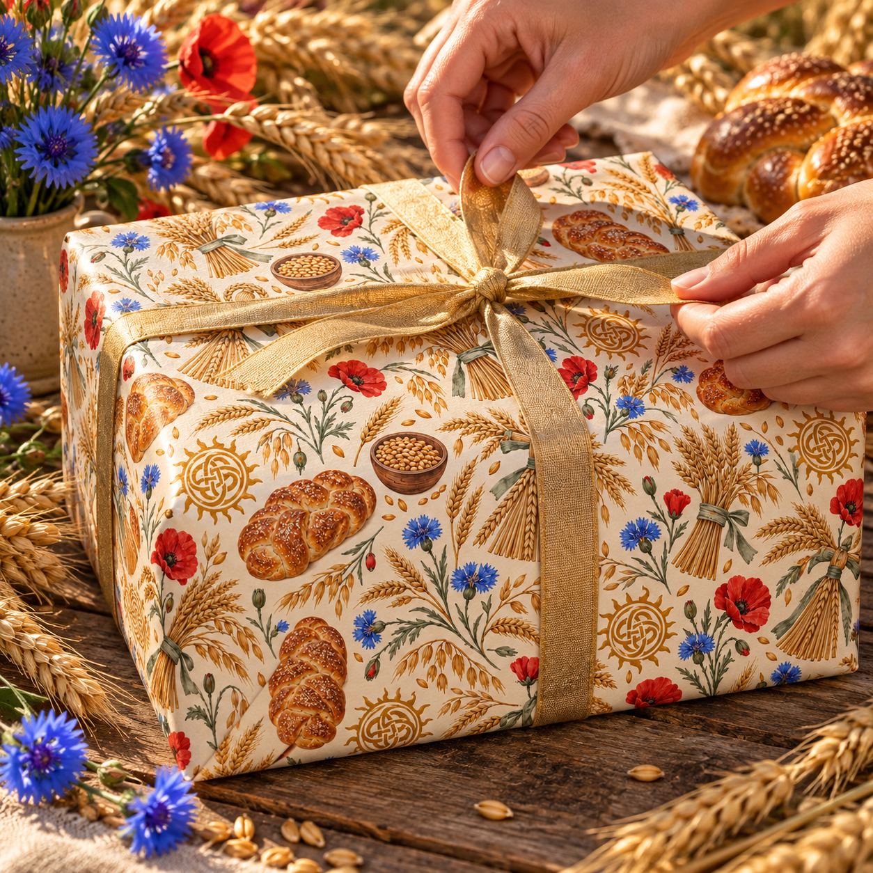 Lammas Golden Grain & Corn Dolly Wrapping Paper