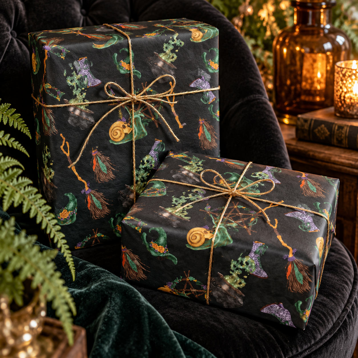 Midnight Witch Hat & Cauldron Wrapping Paper