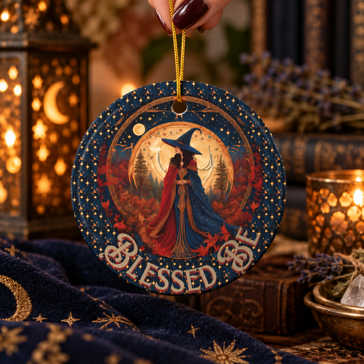 Blessed Be Moonlit Witch Ornament
