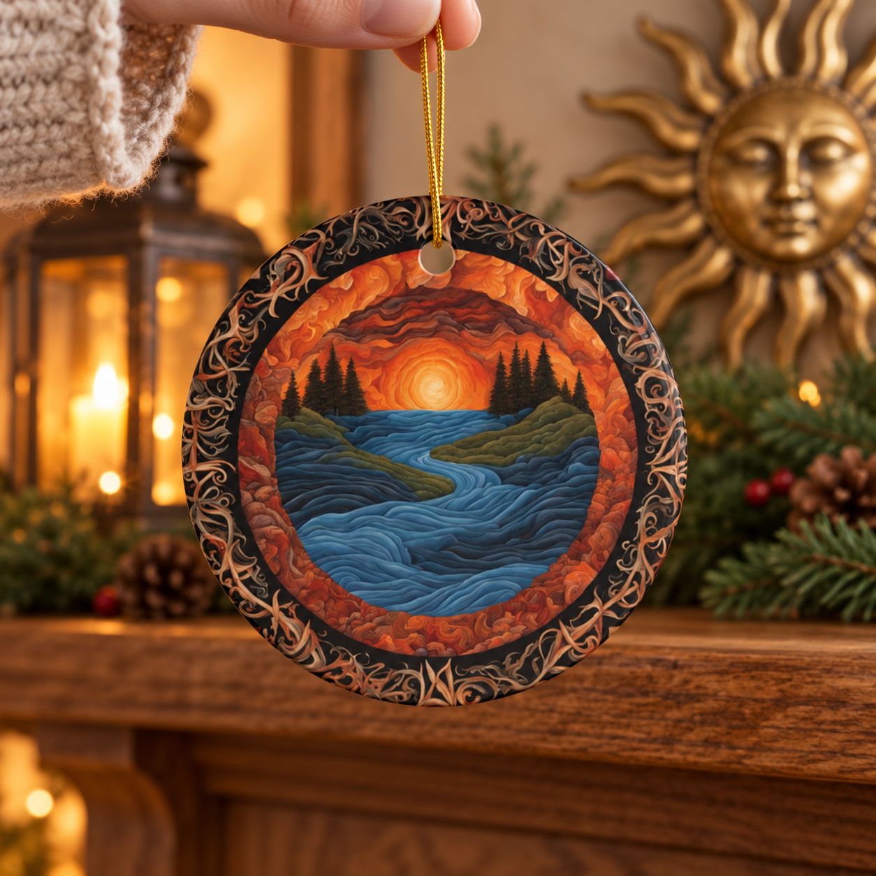 Celtic Sunset & Winding River Ornament