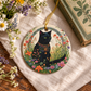 Black Cat & Wildflower Garden Ornament