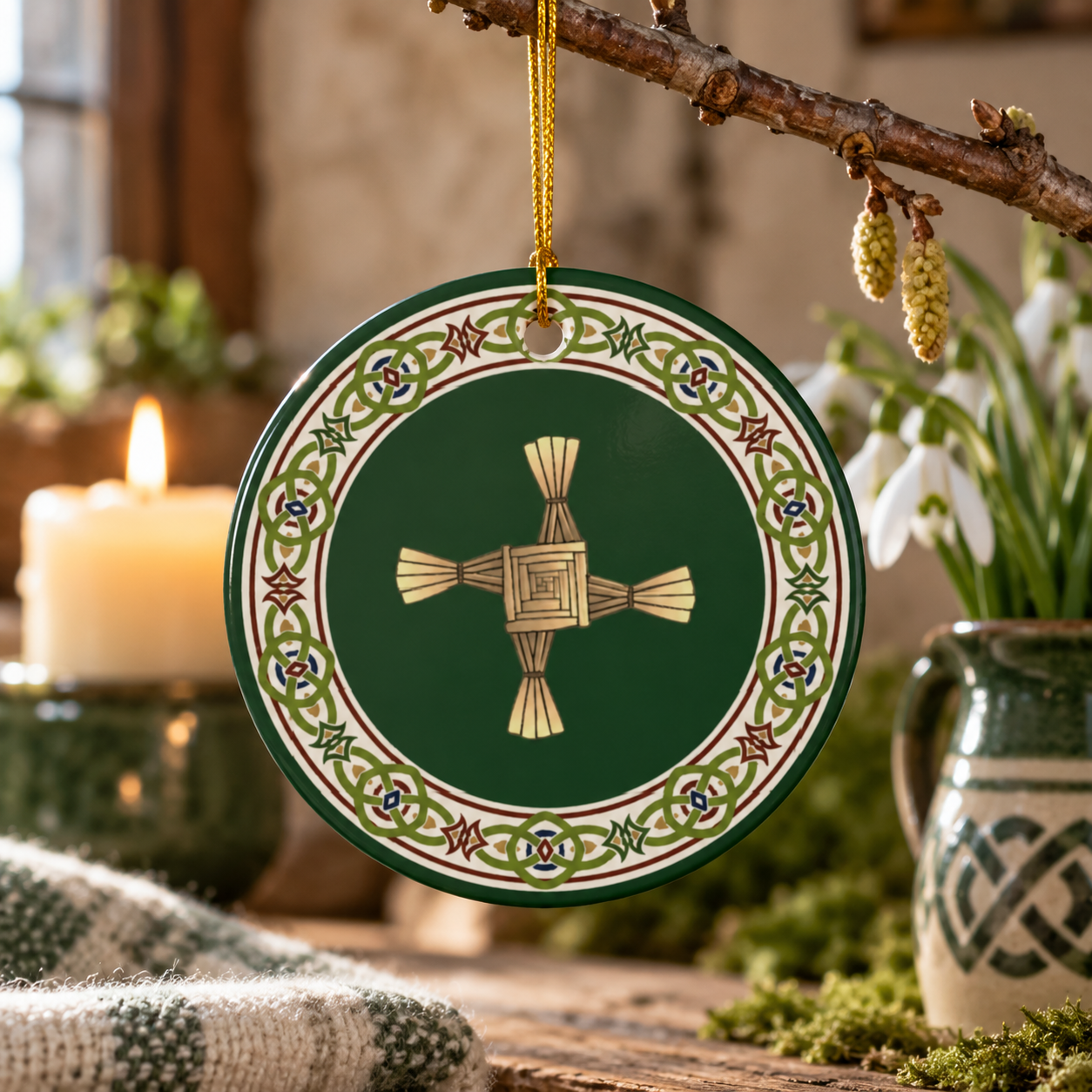 Brigid’s Cross & Celtic Knotwork Imbolc Ornament