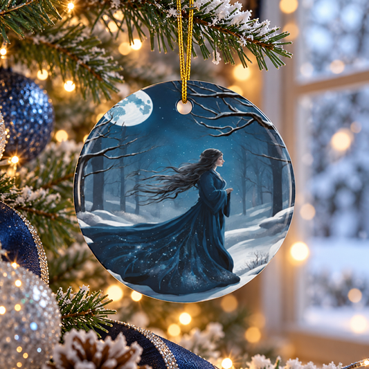 Moonlit Winter Maiden Blue Yule Ornament