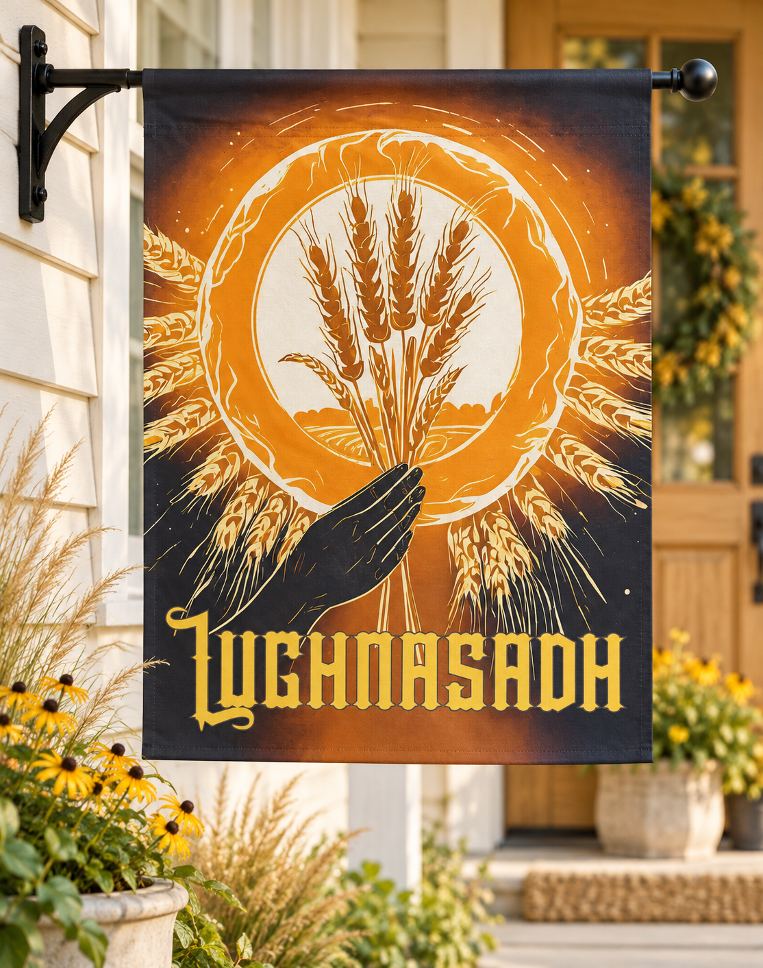 Golden Wheat Lughnasadh Garden Flag