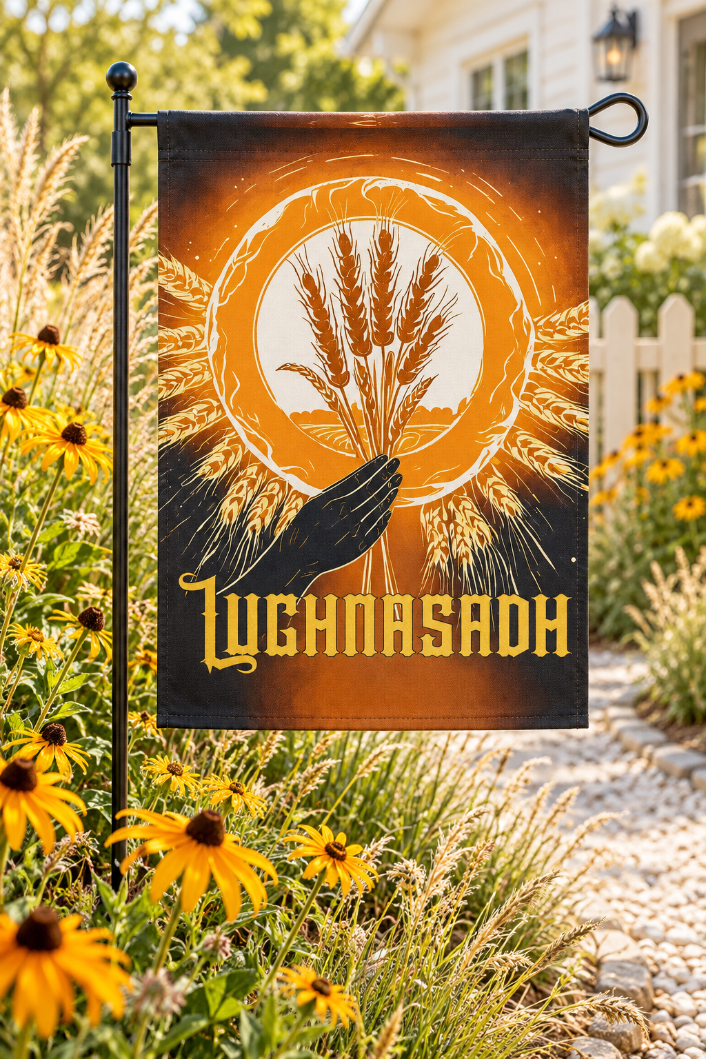 Golden Wheat Lughnasadh Garden Flag
