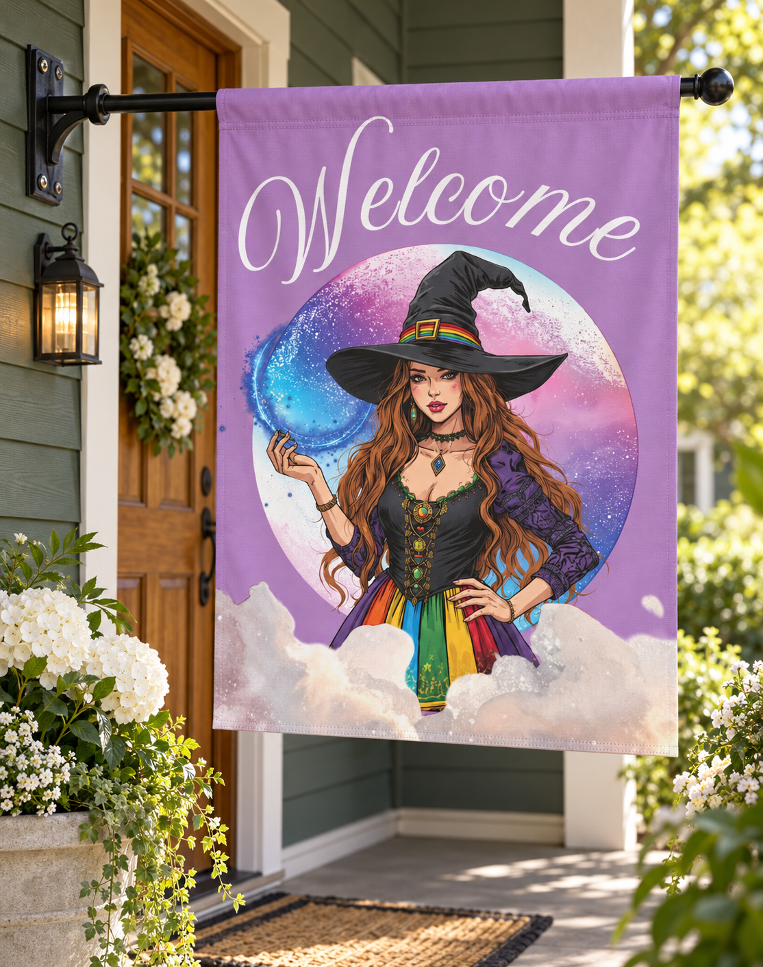 Rainbow Magic Witch Welcome Garden Flag