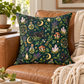 Green Witch Black Cat Faux Suede Throw Pillow – Botanical Moon & Crystal Decor