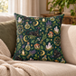Green Witch Black Cat Faux Suede Throw Pillow – Botanical Moon & Crystal Decor
