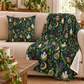 Green Witch Black Cat Velveteen Plush Blanket – Botanical Moon & Crystal Throw