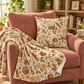 Ostara Rabbit & Wildflower Velveteen Plush Blanket – Lightweight Cottage Witch Throw