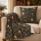 Yule Log & Evergreen Velveteen Plush Blanket – Lightweight Winter Solstice Throw