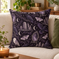 Gothic Raven & Owl Faux Suede Pillow – Purple Moon and Moth Witchy Decor