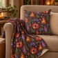 Beltane Fox & Bonfire Faux Suede Pillow – Purple Woodland Witch Decor